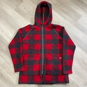 Woolrich Women’s Wool Blend Full Zip Jacket, Size Small, Plaid, Checkered,Hooded